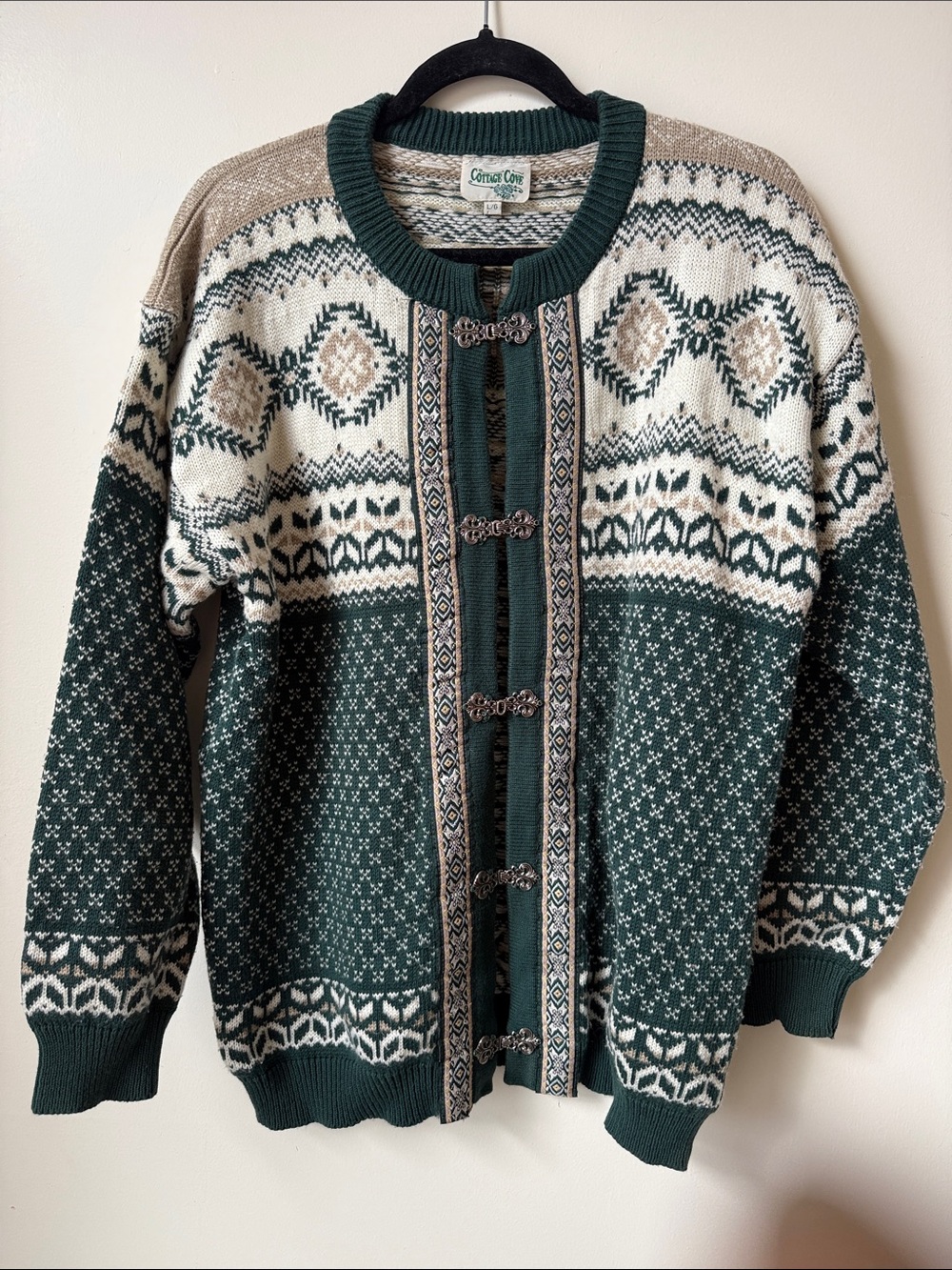 Vintage Cottage Cove Nordic sweater cardigan cotton blend